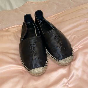 Yves Saint Laurent Black Leather Espadrilles